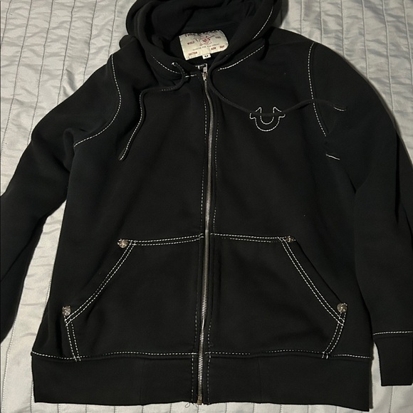 True Religion Black Zip Up Sweater - Picture 1 of 3